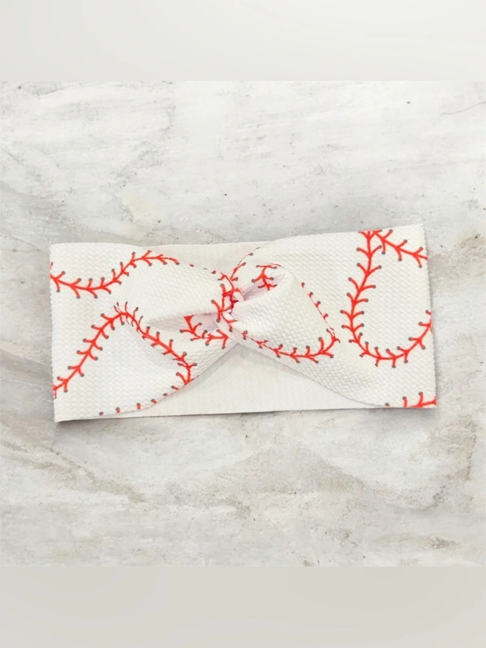 Handmade White & Red Baseball Stitch twisted Headband for Women